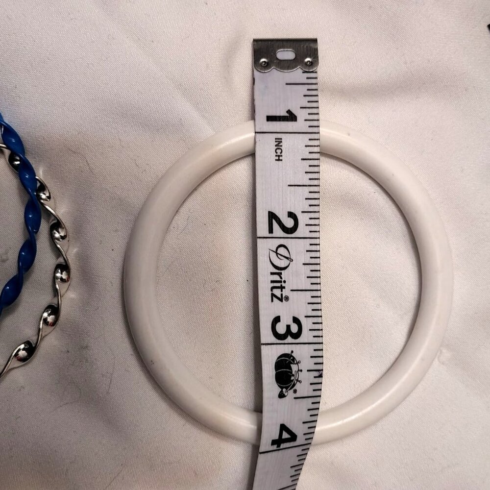 White & Blue Mixed Media Acrylic & Metal Bangle‎ Bracelets - Vintage Style Beach - Picture 6 of 8